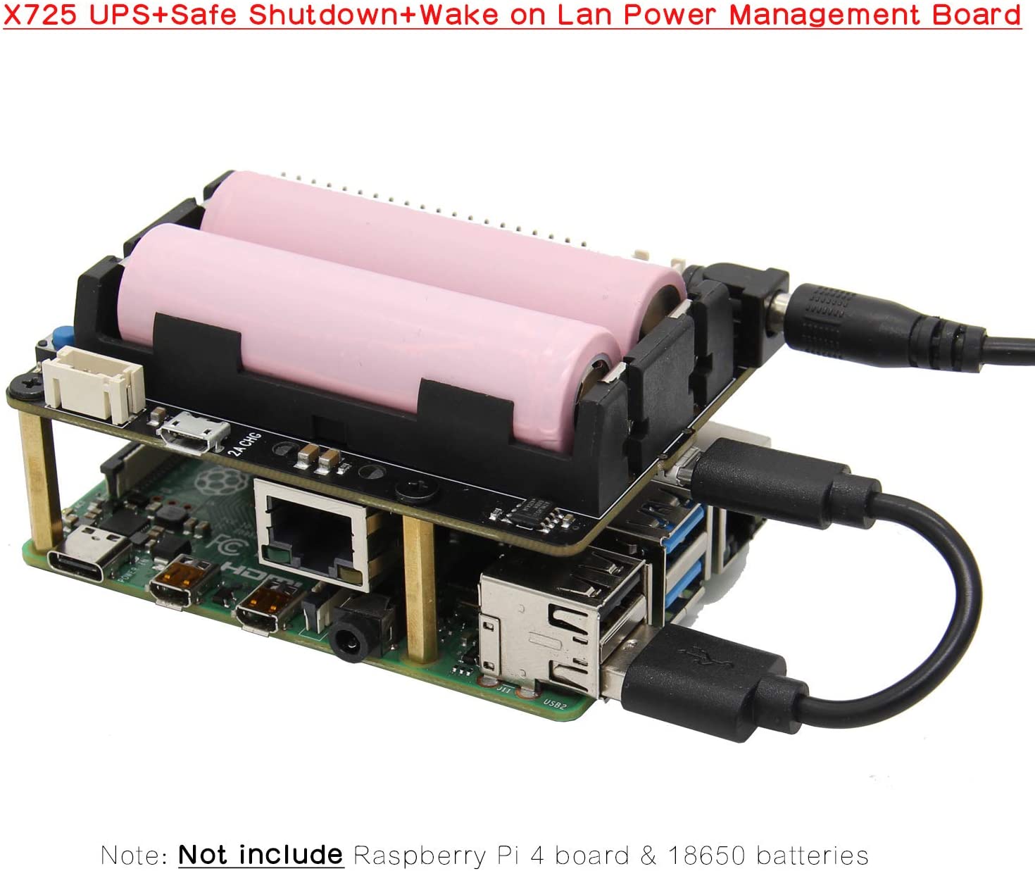 Raspberry Pi 4 Model B X725 UPS HAT (18650 Power Max 5.1V 8A Output ...