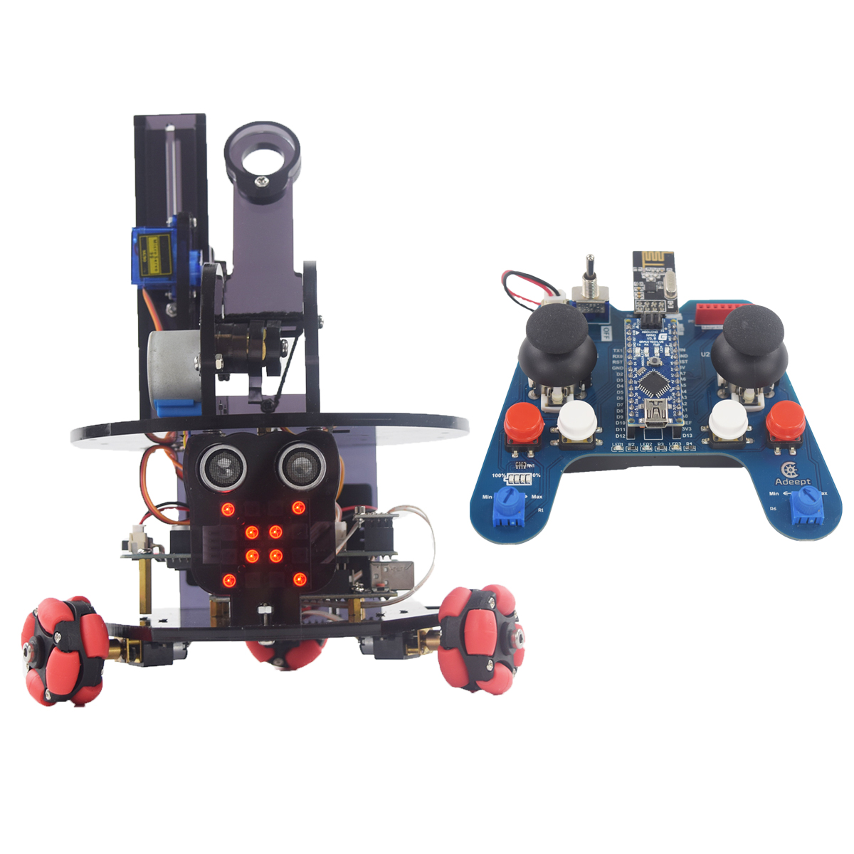 Adeept Omnidirectional Wheels Smart Car Kit For Arduino Remote Control Car Based On Nrf24l01 2 4560