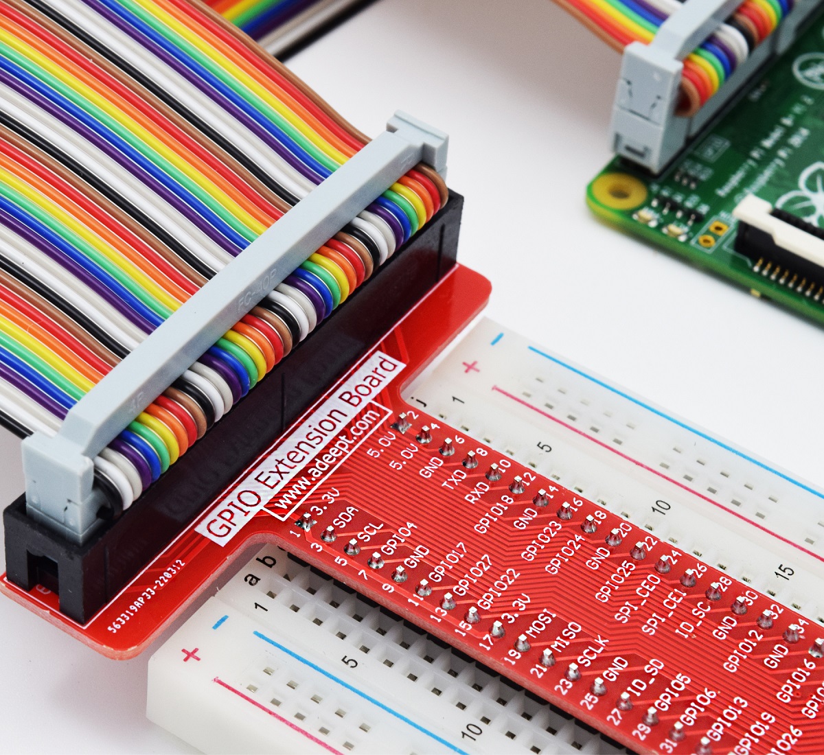  KEYESTUDIO GPIO Breakout Kit for Raspberry Pi - Assembled Pi  Breakout + Rainbow Ribbon Cable + 400 Tie Points Solderless Breadboard :  Electronics